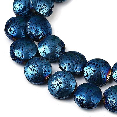 Electroplated Natural Lava Rock Beads Strands G-K388-01A-1