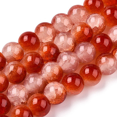 Crackle Baking Paint Imitation Jade Glass Beads Strands DGLA-YW0001-17J-1