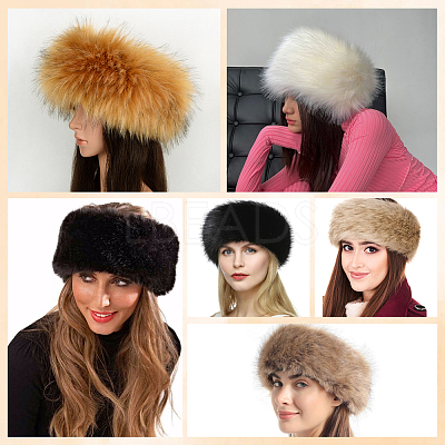 1Pc Faux Fur Fiber Yarn Warmer Headbands COHT-CY0001-01D-1