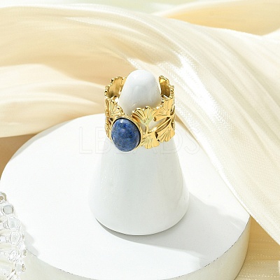 Natural Carnelian/Black Agate/Tiger Eye/Lapis Lazuli/Moss Agate Cuff Open Rings RJEW-JR01079-03-1