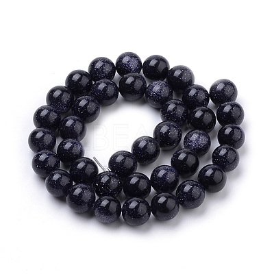 Synthetic Blue Goldstone Beads Strands G-S259-41-6mm-1