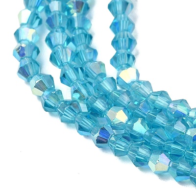 AB Color Plated Transparent Glass Beads Strands GLAA-G127-01C-1