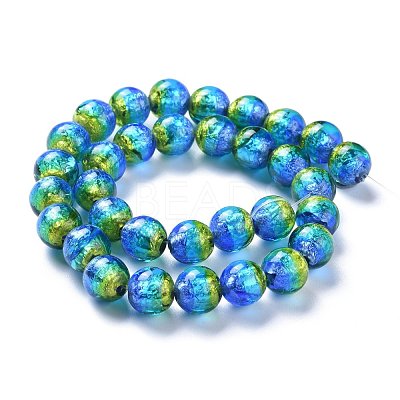 Handmade Silver Foil Lampwork Beads FOIL-K001-02A-10mm-1