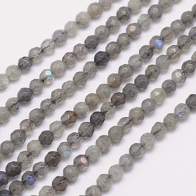 Faceted Round Natural Labradorite Bead Strands G-I156-03-4mm-1