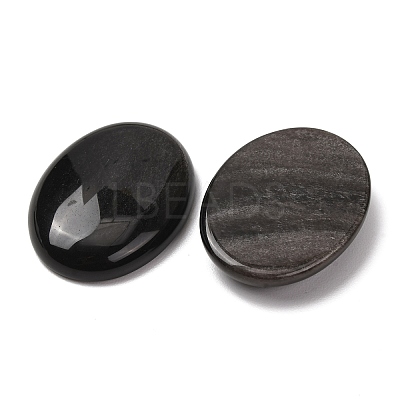 Natural Silver Sheen Obsidian Cabochons G-G741-30x40mm-23-1