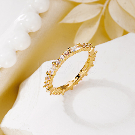 Brass Micro Pave Cubic Zirconia Finger Rings CU-CBA8D1E-01G-1