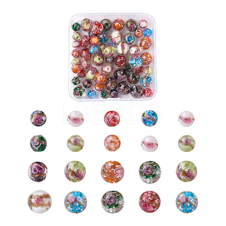 Handmade Gold Sand Lampwork Beads LAMP-CD0001-06-1