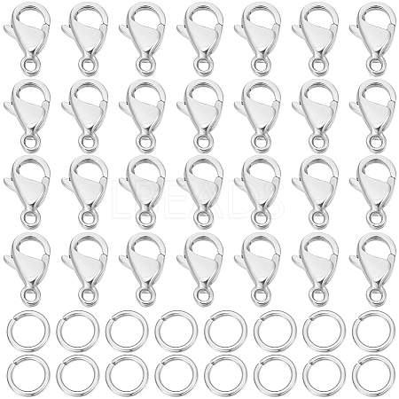 Beebeecraft 100Pcs 304 Stainless Steel Lobster Claw Clasps DIY-BBC0001-56B-1