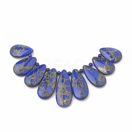 Synthetic Gold Line Lapis Lazuli Beads Strands G-S324-003-1