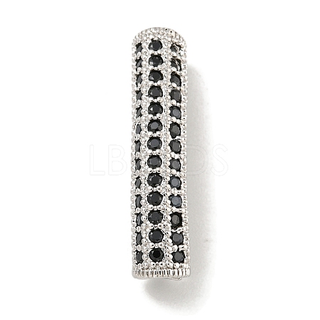 Brass Micro Pave Black Cubic Zirconia Beads KK-G493-12P-02-1