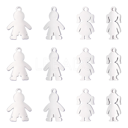 16Pcs 2 Styles 201 Stainless Steel Pendants STAS-UN0033-76-1