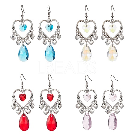 Tibetan Style Alloy Heart Chandelier Earrings EJEW-JE05426-1