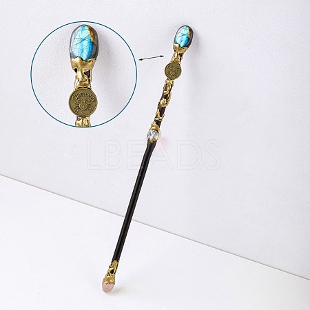 Natural Labradorite Twelve Constellation Magic Wand PW-WG31255-06-1
