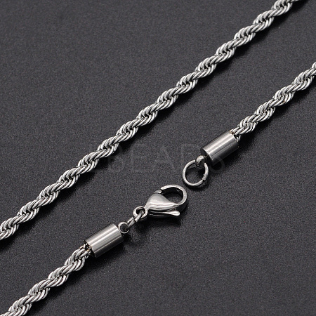304 Stainless Steel Rope Chain Necklaces NJEW-T012-03-56-S-1