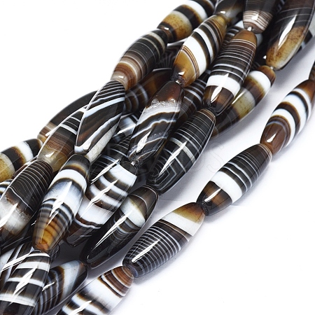Natural Banded Agate/Striped Agate Beads Strands G-D0005-51B-03-1