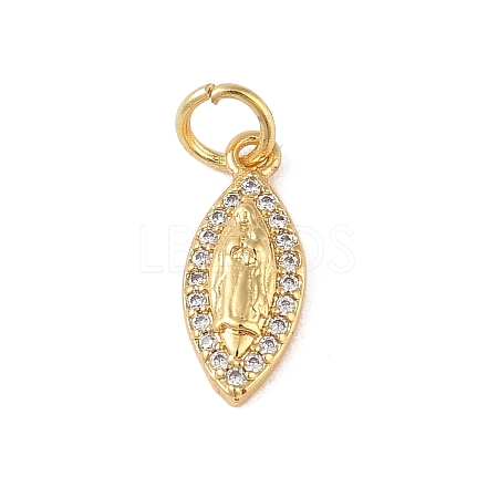 Brass Micro Pave Clear Cubic Zirconia Charms KK-E111-32A-G-1