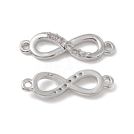 Brass Micro Pave Clear Cubic Zirconia Connector Charms KK-E068-VB387-1