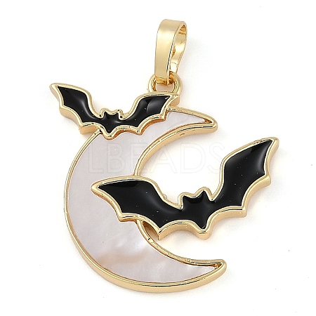 Halloween Rack Plating Brass Enamel Pendants KK-U032-10B-G-1