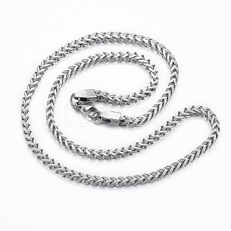 Non-Tarnish 304 Stainless Steel Wheat Chain Necklaces NJEW-H445-11P-1