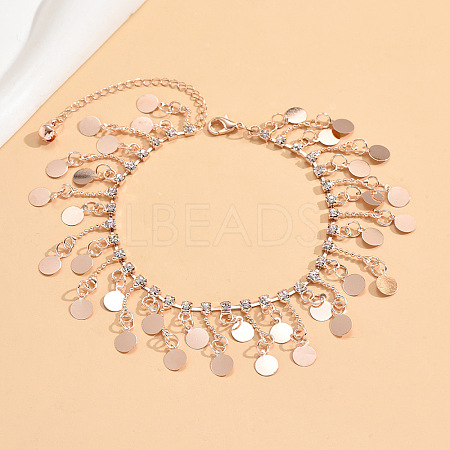 Flat Round Alloy Charms Anklets WG18F6C-08-1