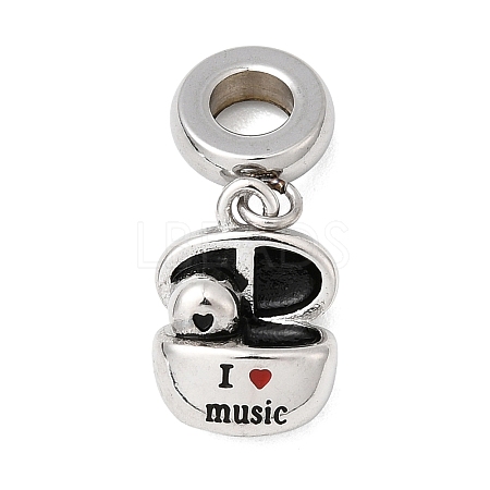 304 Stainless Steel Red Enamel European Dangle Charms STAS-D153-23ASP-1