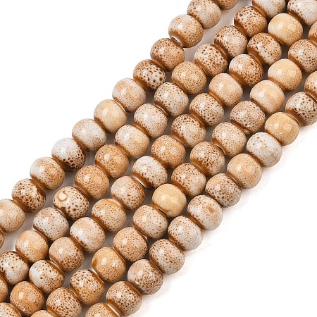 Handmade Fancy Antique Glazed Porcelain Ceramic Round Beads Strands PORC-L019-6mm-06-1