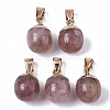 Top Golden Plated Natural Strawberry Quartz Pendants X-G-T131-03I-1