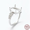 Anti-Tarnish Rhodium Plated 925 Sterling Silver Finger Ring Components STER-G027-04P-4