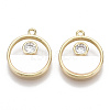 Brass Micro Pave Clear Cubic Zirconia Charms KK-S356-099-NF-1