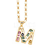 Brass Pave Colorful Cubic Zirconia Initial Pendant Necklaces FS-WG26597-13-1