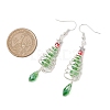 Christmas Tree with Star Brass Wired Glass Dangle Earrings EJEW-JE06126-3