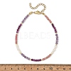 Gradient Faceted Round Natural Mixed Stone & Potato Natural Pearl Beaded Anklets AJEW-AN00873-02-4