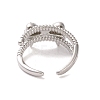 Brass Micro Pave Cubic Zirconia Open Cuff Ring RJEW-K256-58E-P-3