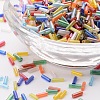 Transparent Colours Rainbow Glass Bugle Beads X-TSDB6MM-M-1