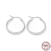 Rhodium Plated 925 Sterling Silver Hoop Earrings EJEW-K258-14P-1