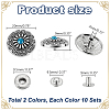 20 Sets 2 Colors Brass Snap Button FIND-GA0003-65-2