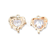 Brass Pave Clear Cubic Zirconia Pendants KK-N232-478LG-1