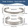 2Pcs 2 Styles C-Shaped 201 Stainless Steel Grooved Cuff Bangles STAS-SC0008-02-2