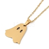 Halloween Series 202 Stainless Steel Cable Chain Ghost Pendant Necklaces NJEW-S005-01G-C-1
