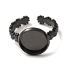 Flower 304 Stainless Steel Cuff Ring Components STAS-P454-05D-B-2