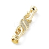 Rack Plating Brass Micro Pave Clear Cubic Zirconia Fold Over Clasps KK-M265-10G-2