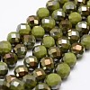 Half Rainbow Plated Faceted Round Glass Bead Strands X-EGLA-L007-Q06-1