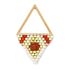 Natural Agate(Dyed & Heated) Faceted Round & Glass Seed Beaded Pendants PALLOY-MZ01405-02-1