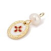 Natural Cultured Freshwater Pearl & Brass Pendants X-KK-U062-14G-02-2