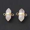 Natural Rose Quartz Double Terminal Pointed Connector Charms G-P491-11G-05-3
