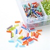 96G 8 Colors Transparent Colours Rainbow Glass Bugle Beads SEED-YW0002-34-2