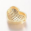 Heart Brass Micro Pave Cubic Zirconia Beads ZIRC-L051-13G-FF-2