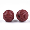 Painted Natural Wood Beehive Beads WOOD-S049-04B-06-2