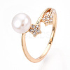 Stars Natural Pearl Finger Ring with Cubic Zirconia PEAR-N020-06K-1