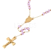 Ion Plating(IP) Crucifix Cross 304 Stainless Steel Rosary Bead Necklaces NJEW-M075-03G-04-2